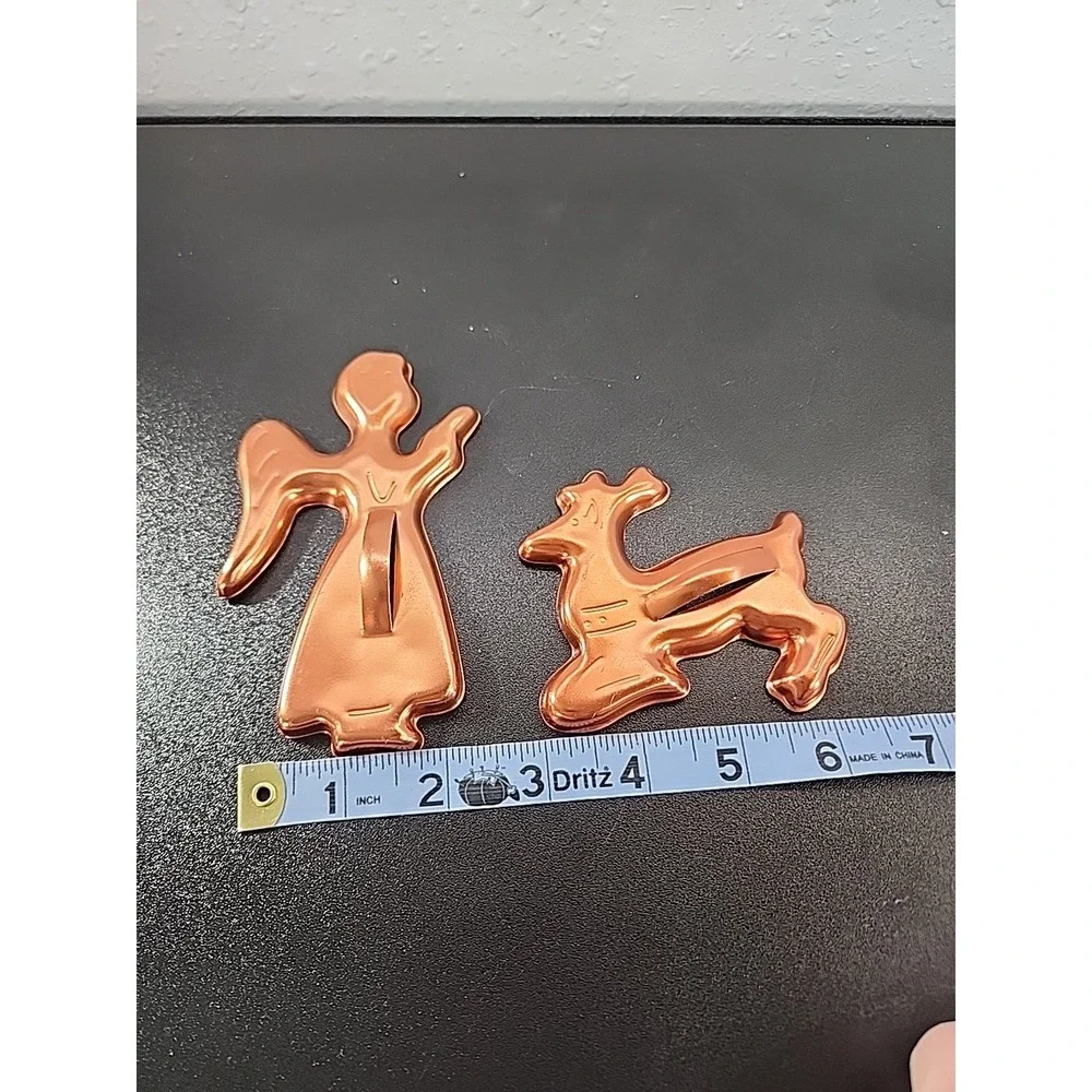 Vintage Cookie Cutters Copper Aluminum Angel Reindeer‎  2